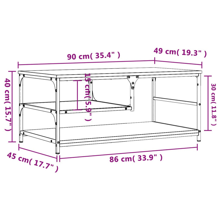 Couchtisch 90X49X40 Cm Holzwerkstoff