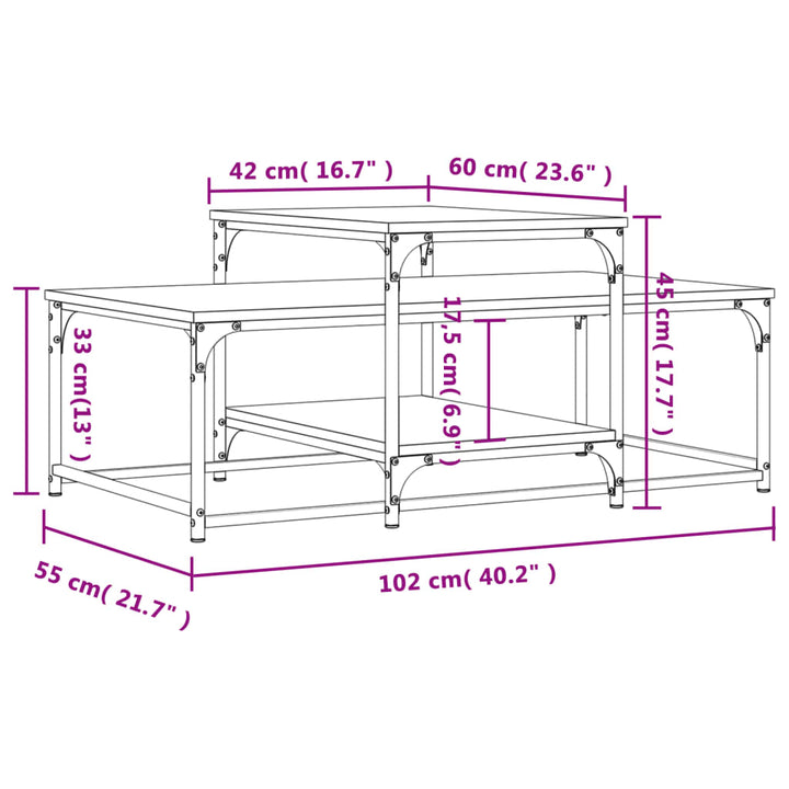 Couchtisch Sonoma-Eiche 102X60X45 Cm Holzwerkstoff