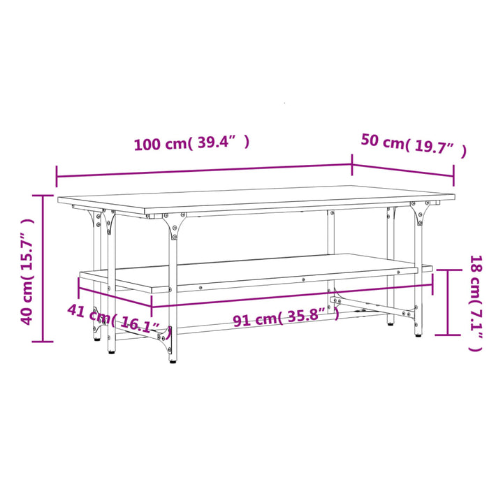 Couchtisch Sonoma-Eiche 100X50X40 Cm Holzwerkstoff