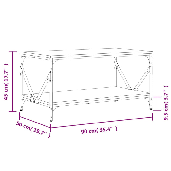 Couchtisch Braun Eichen-Optik 90X50X45 Cm Holzwerkstoff