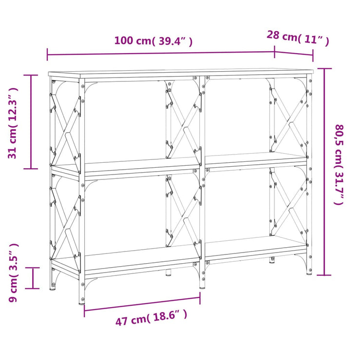 Konsolentisch Braun Eichen-Optik 100X28X80,5 Cm Holzwerkstoff