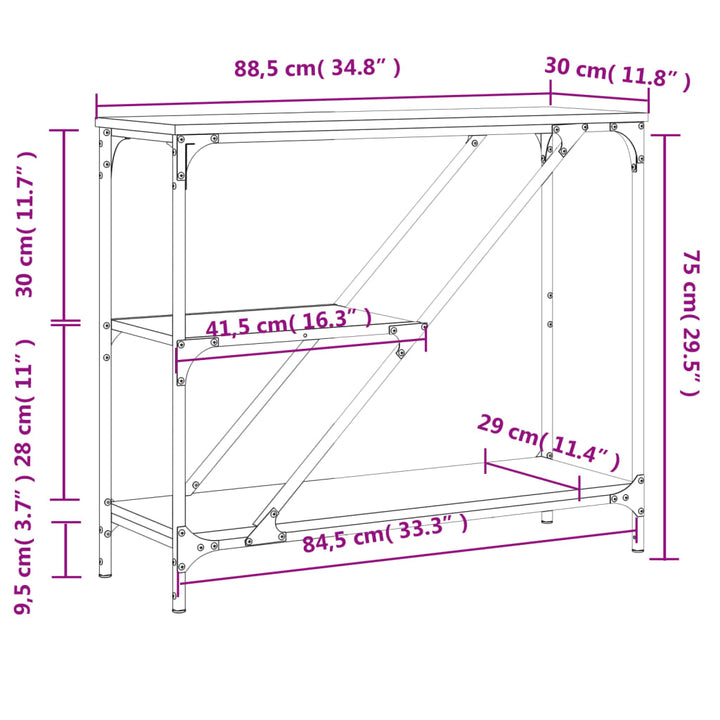 Konsolentisch Braun Eichen-Optik 88,5X30X75 Cm Holzwerkstoff