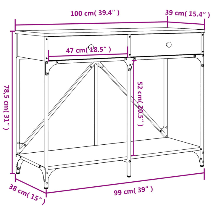 Konsolentisch Sonoma-Eiche 100X39X78,5 Cm Holzwerkstoff