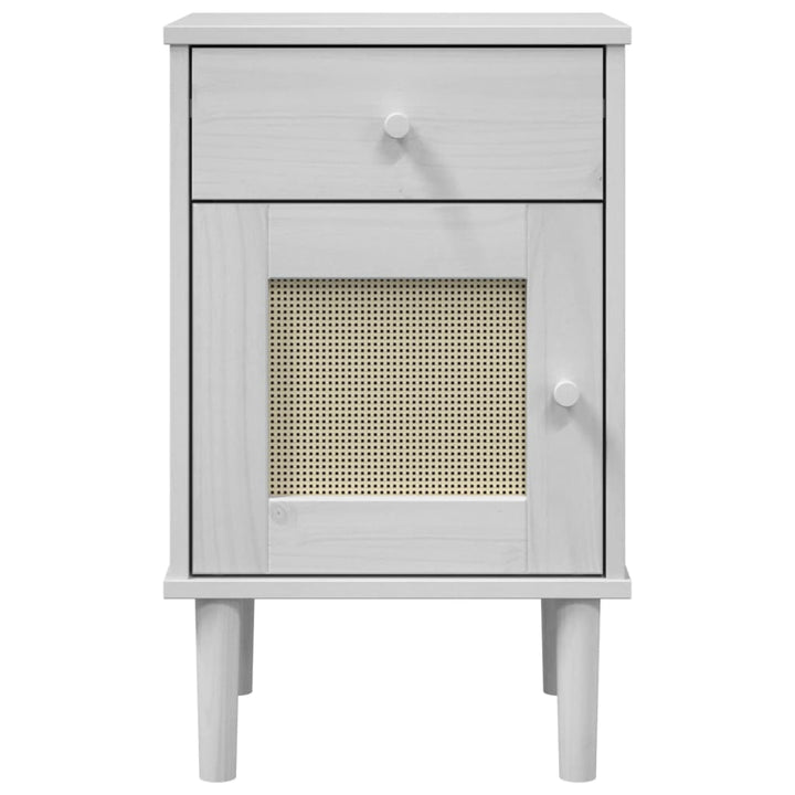 Nachttisch Senja Rattan-Look 40X35X65 Cm Massivholz Kiefer