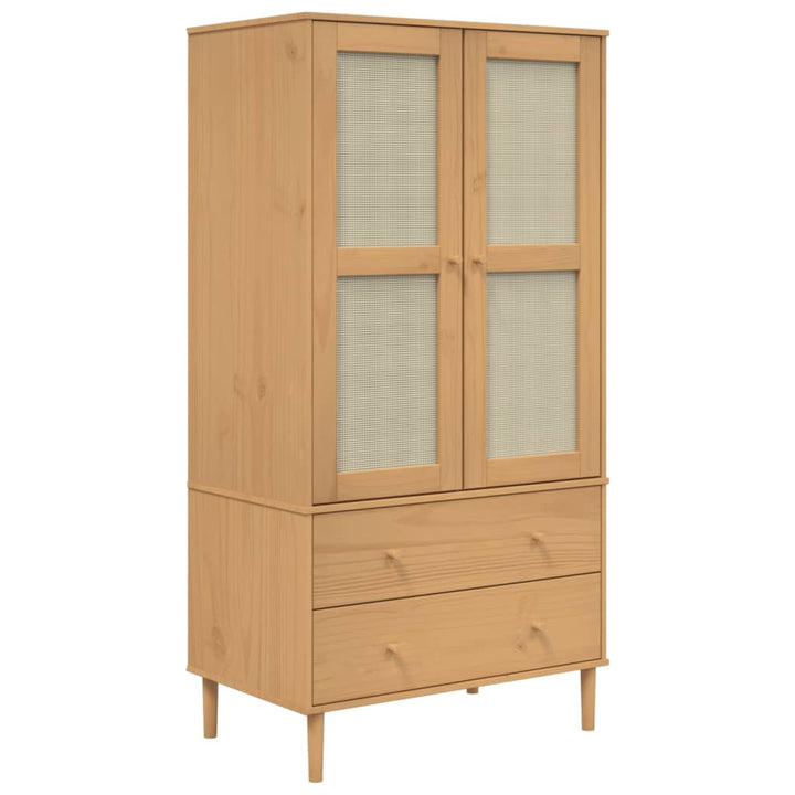 Kleiderschrank Senja Rattan-Optik 90X55X175Cm Kiefernholz