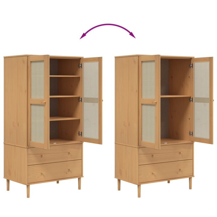 Kleiderschrank Senja Rattan-Optik 90X55X175Cm Kiefernholz