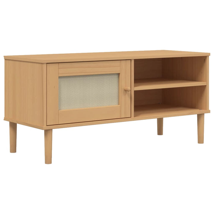 Tv-Schrank Senja Rattan-Optik 106X40X49 Cm Kiefernholz