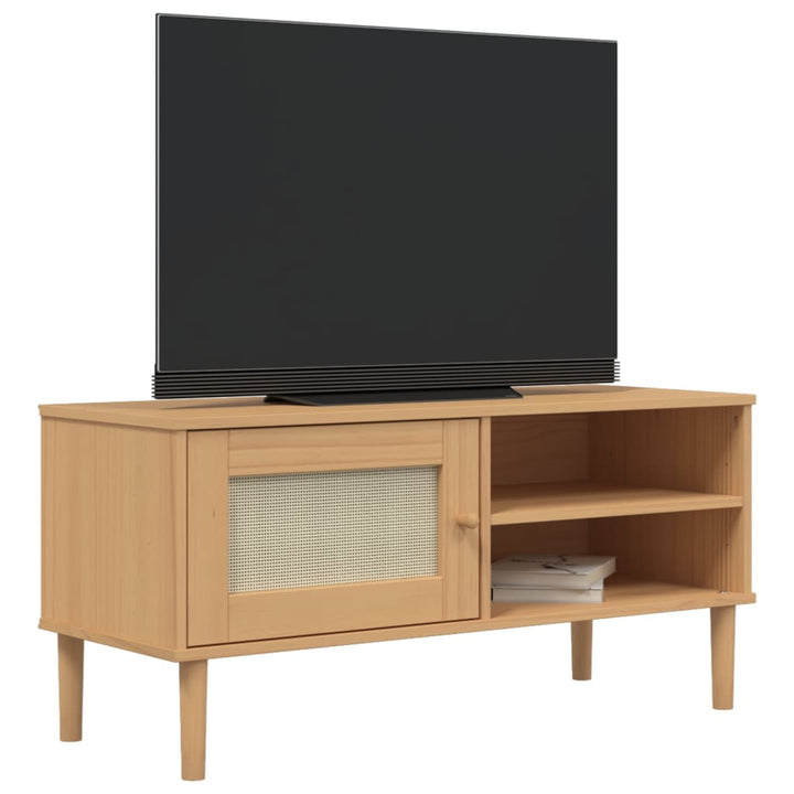 Tv-Schrank Senja Rattan-Optik 106X40X49 Cm Kiefernholz