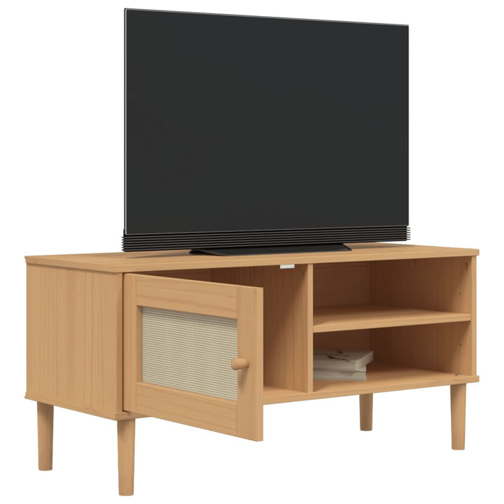 Tv-Schrank Senja Rattan-Optik 106X40X49 Cm Kiefernholz