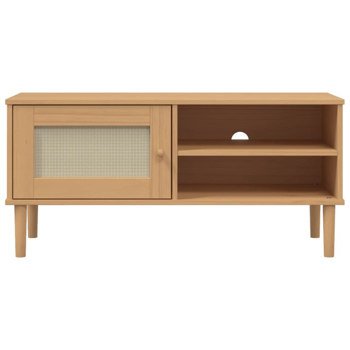 Tv-Schrank Senja Rattan-Optik 106X40X49 Cm Kiefernholz