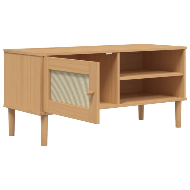 Tv-Schrank Senja Rattan-Optik 106X40X49 Cm Kiefernholz