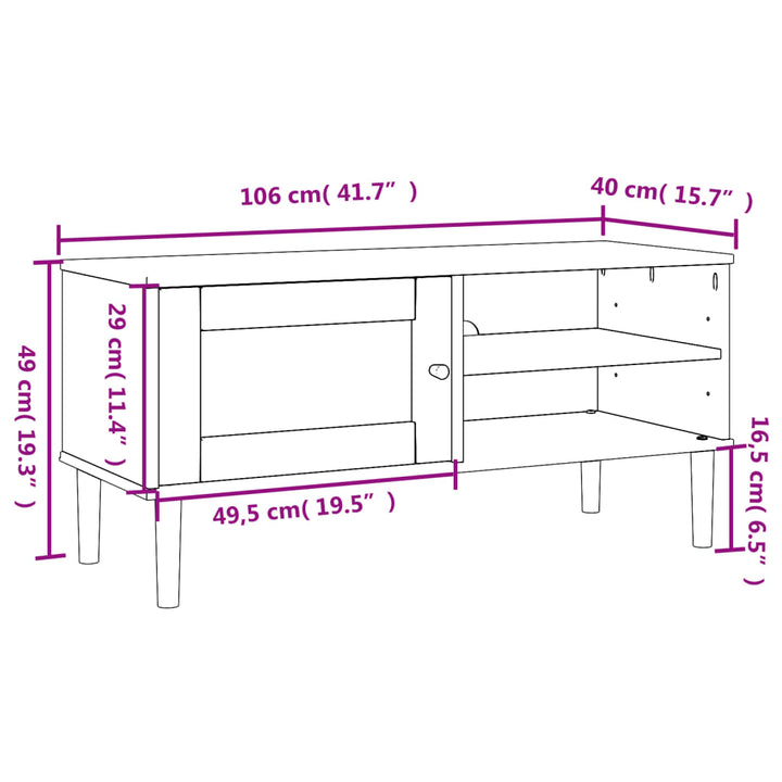 Tv-Schrank Senja Rattan-Optik 106X40X49 Cm Kiefernholz