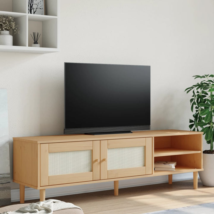 Tv-Schrank Senja Rattan-Optik 158X40X49Cm Kiefernholz