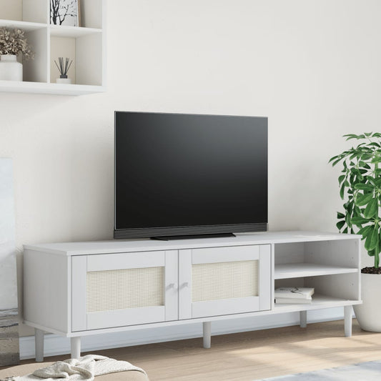 Tv-Schrank Senja Rattan-Optik 158X40X49Cm Kiefernholz