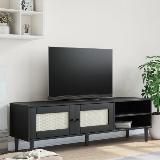 Tv-Schrank Senja Rattan-Optik 158X40X49Cm Kiefernholz