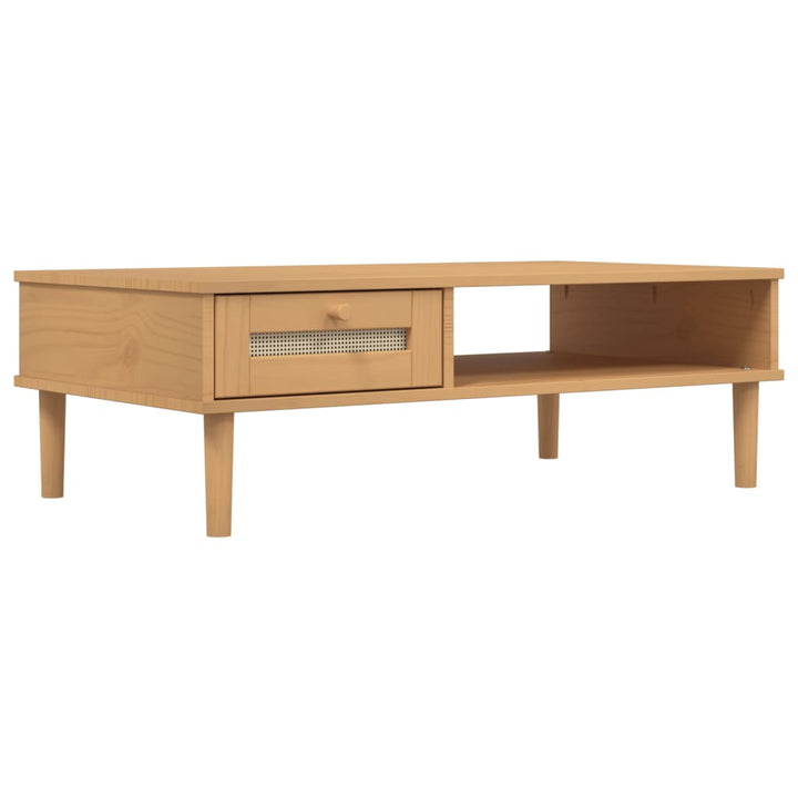 Couchtisch Senja Rattan-Optik 100X55X33 Cm Kiefernholz