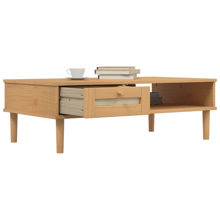 Couchtisch Senja Rattan-Optik 100X55X33 Cm Kiefernholz