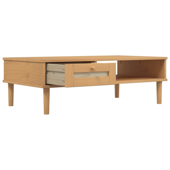 Couchtisch Senja Rattan-Optik 100X55X33 Cm Kiefernholz