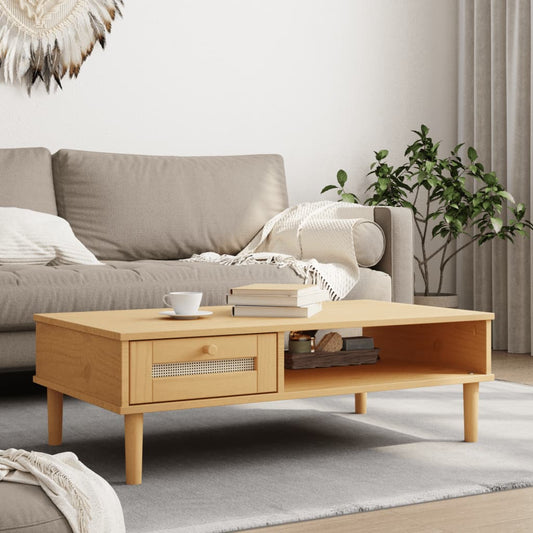 Couchtisch Senja Rattan-Optik 100X55X33 Cm Kiefernholz