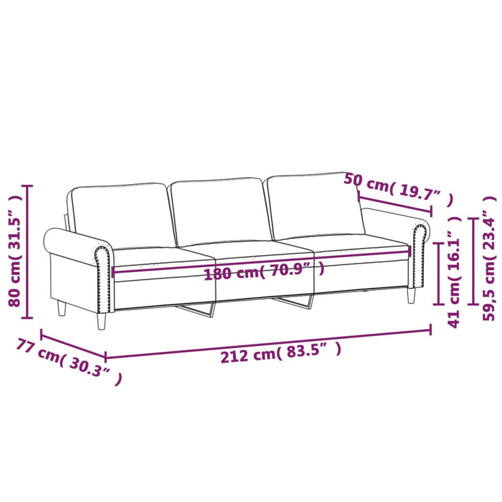 3-Sitzer-Sofa 180 Cm Samt