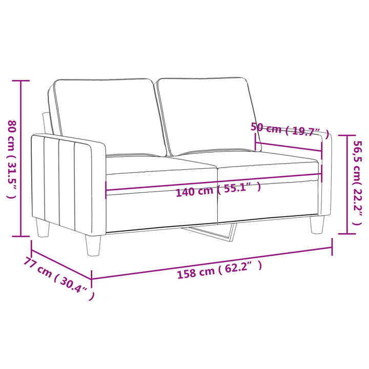 2-Sitzer-Sofa 140 Cm Kunstleder