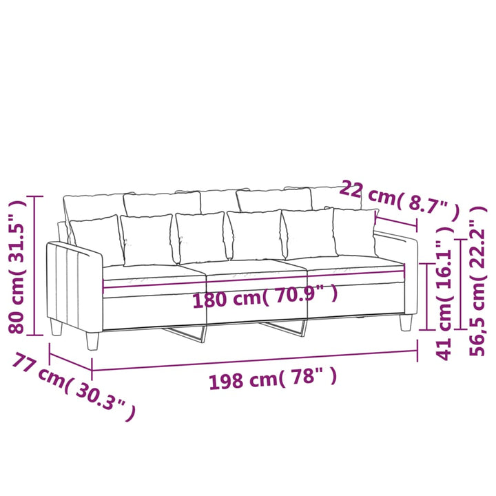 3-Sitzer-Sofa 180 Cm Stoff