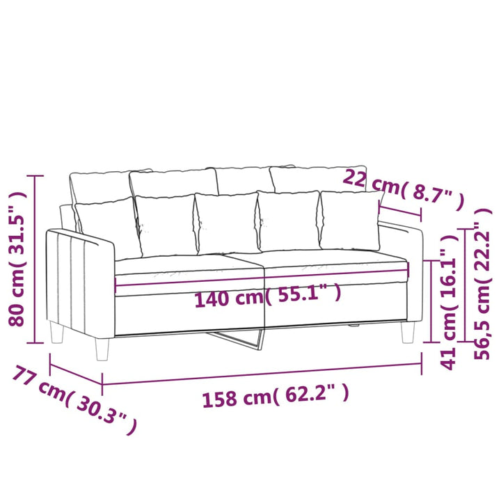 2-Sitzer-Sofa 140 Cm Samt