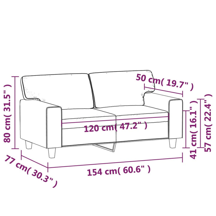 2-Sitzer-Sofa 120 Cm Kunstleder