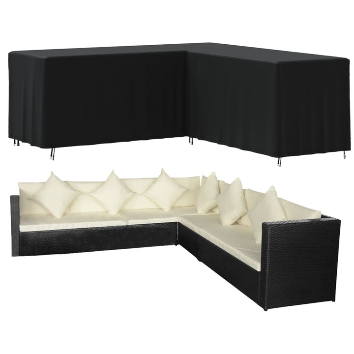 Gartensofa-Abdeckung L-Form Schwarz 420D Oxford