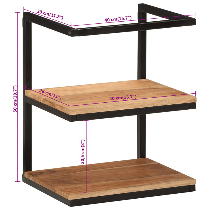 Wandregal 40X30X50 Cm Massivholz Akazie Und Eisen