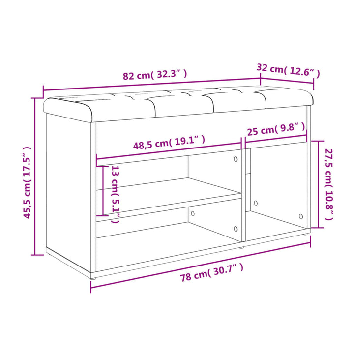 Schuhbank Sonoma-Eiche 82X32X45,5 Cm Holzwerkstoff