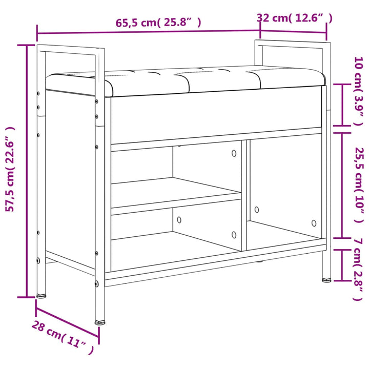 Schuhbank 65,5X32X57,5 Cm Holzwerkstoff