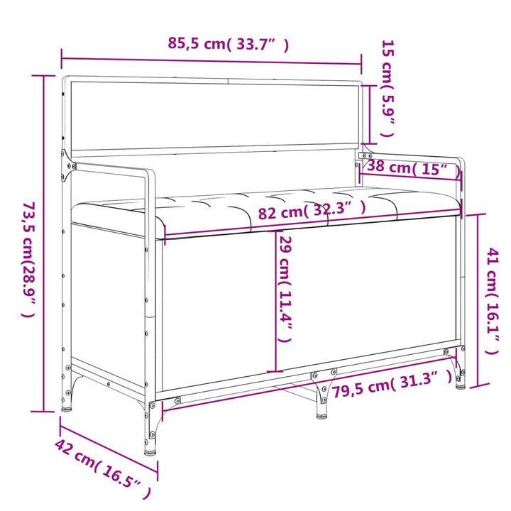 Sitzbank Mit Stauraum 85,5X42X73,5 Cm Holzwerkstoff