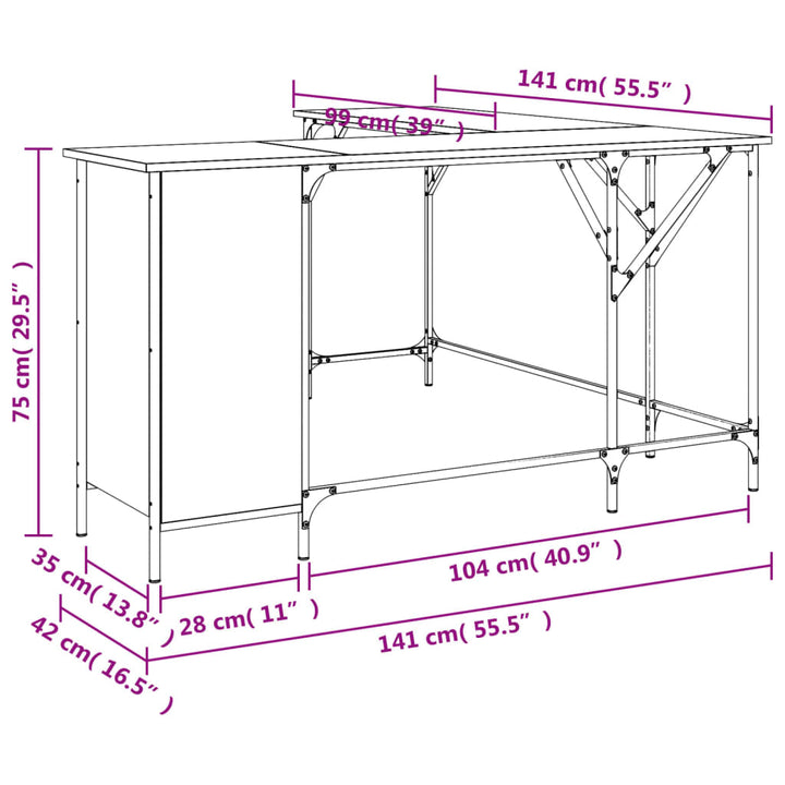 Schreibtisch Sonoma-Eiche 141X141X75 Cm Holzwerkstoff