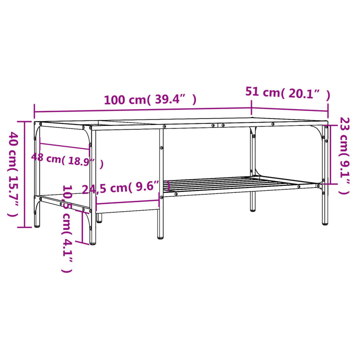 Couchtisch Mit Regal 100X51X40 Cm Holzwerkstoff