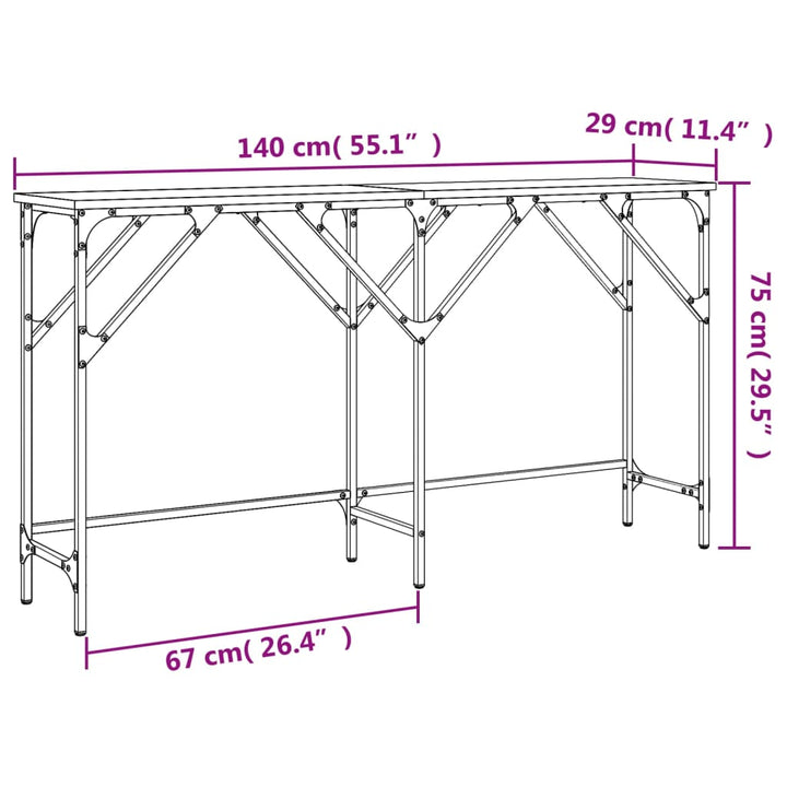 Konsolentisch Braun Eichen-Optik 140X29X75 Cm Holzwerkstoff