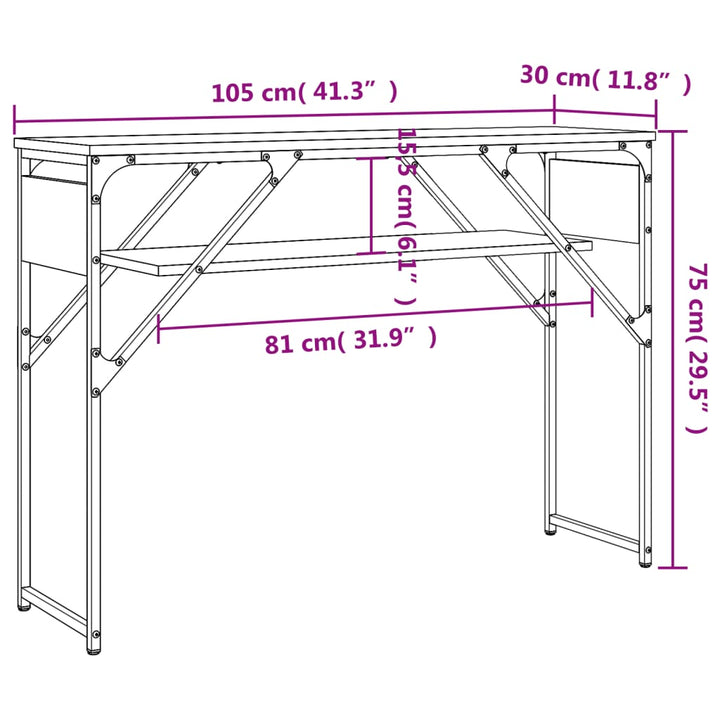 Konsolentisch Mit Ablage 105X30X75Cm Holzwerkstoff