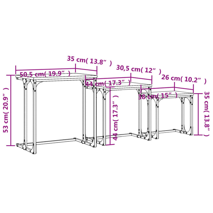 Satztische 3 Stk. Holzwerkstoff