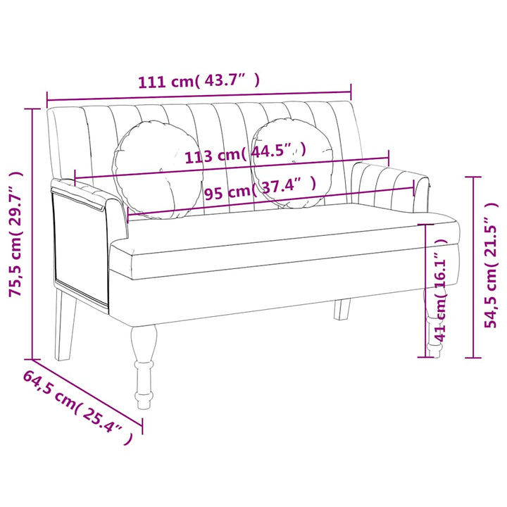 Sitzbank Mit Kissen 113X64,5X75,5 Cm Stoff