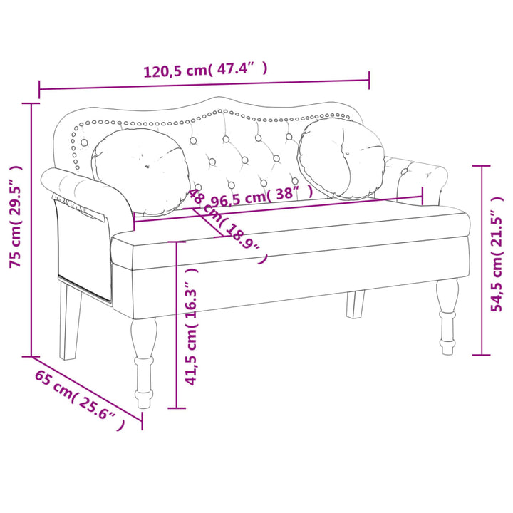 Sitzbank Mit Kissen 120,5X65X75 Cm Samt