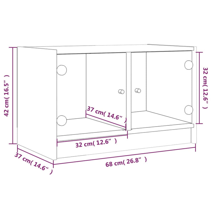 Tv-Schrank Mit Glastüren 68X37X42 Cm