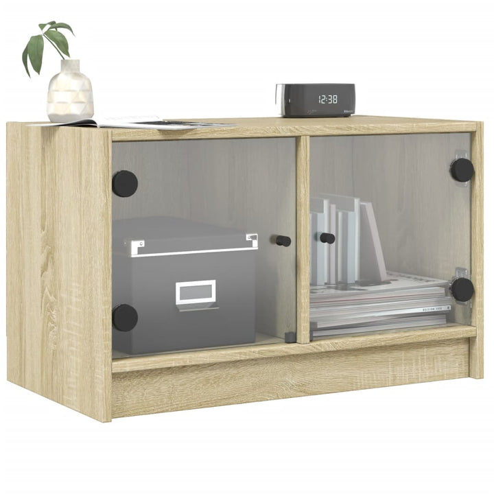 Tv-Schrank Mit Glastüren Sonoma-Eiche 68X37X42 Cm