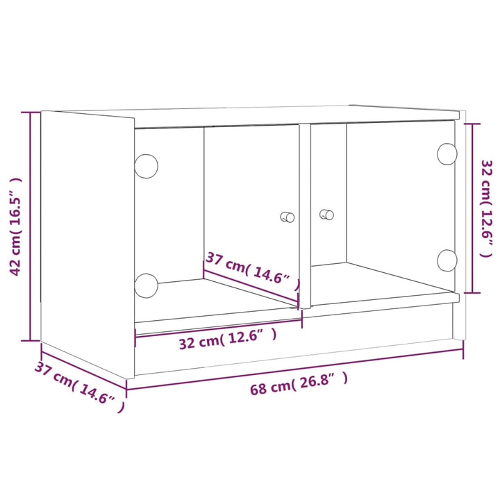 Tv-Schrank Mit Glastüren Sonoma-Eiche 68X37X42 Cm