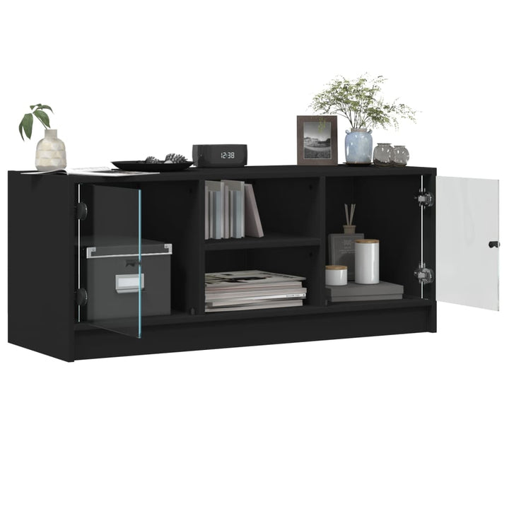 Tv-Schrank Mit Glastüren 102X37X42 Cm