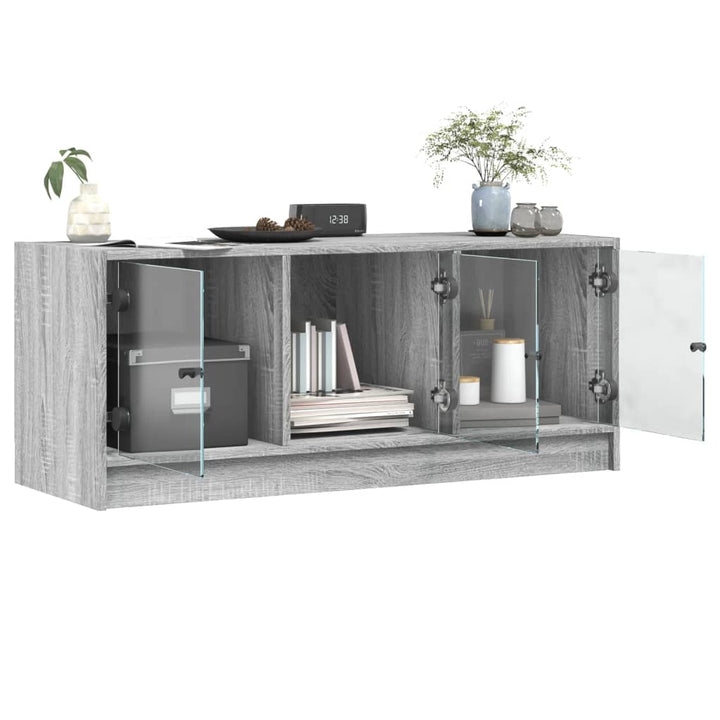 Tv-Schrank Mit Glastüren 102X37X42 Cm