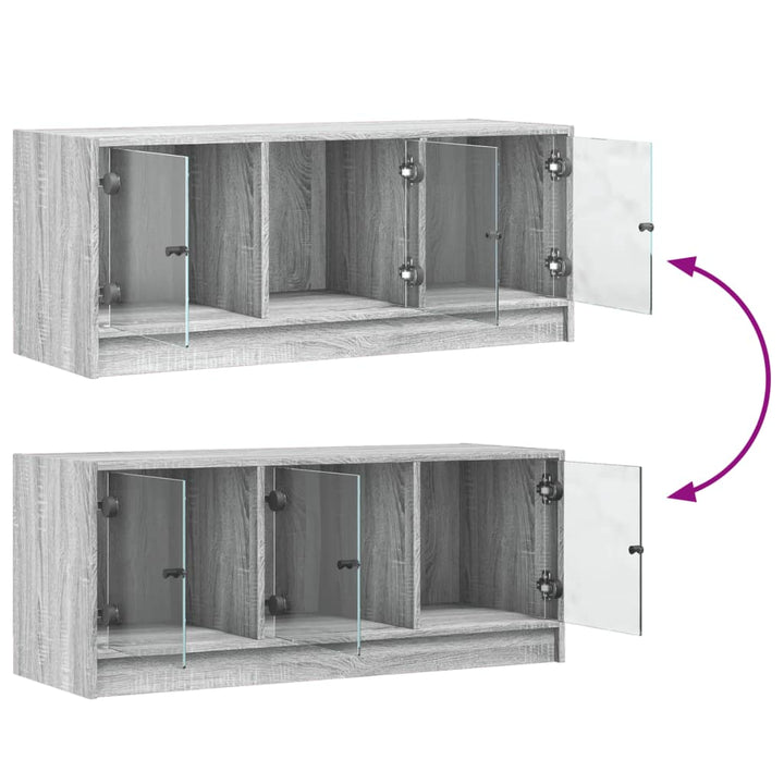 Tv-Schrank Mit Glastüren 102X37X42 Cm