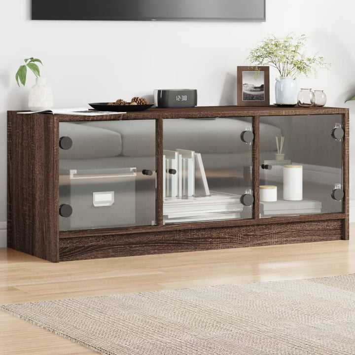 Tv-Schrank Mit Glastüren 102X37X42 Cm