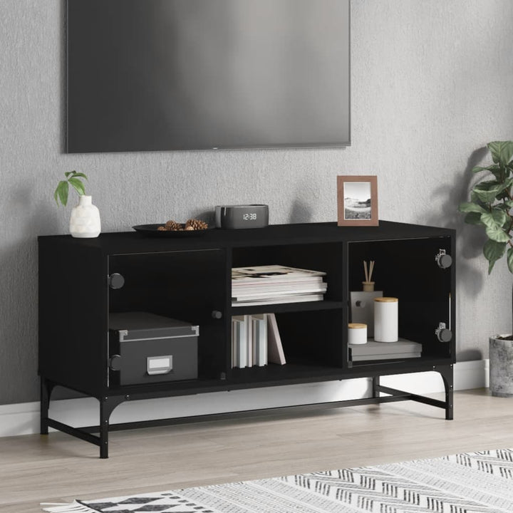 Tv-Schrank Mit Glastüren 102X37X50 Cm