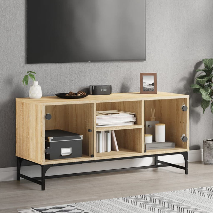 Tv-Schrank Mit Glastüren 102X37X50 Cm