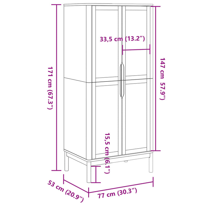 Kleiderschrank Floro 77X53X171 Cm Massivholz Kiefer